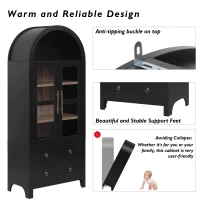 Arched Kitchen Pantry Cabinet with 2 Soft-Close Drawers, Modern Farmhouse Hutch for Living Areas, 30'' L x 15.5'' W x 71'' H, Black(m-8)