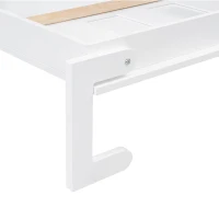 Twin-Size Murphy Bed with LED Light and Foldaway Cabinet, Space-Saving Wall Bed with Desk Conversion, 83" L x 45.5" W x 47" H, Brown+White(m-11)