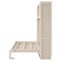 Stylish Murphy Bed with Storage Cabinets and X-Style Accent, Space-Saving Wall Bed with MDF Construction, 88" L x 67" W x 88.5" H, Beige(m-8)