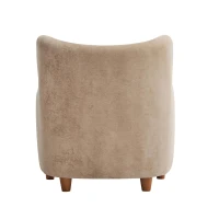 Luxe Wingback Armchair with Pocket-Spring Cushion, Elegant Lounge Chair for Living Room, 31" L x 32" W x 33" H, Light Camel+Light Teak(m-12)