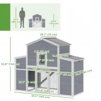 PawHut 66.5" Large Chicken Coop, Wooden Chicken House with 2 Nesting Boxes, Sliding Tray & Ramp, for Outdoor Backyard Farm(m-3)