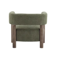Cozy Accent Armchair with Spring Bag Seat Cushion, Single Lounge Sofa for Bedroom, 30.5" L x 29.5" W x 27" H, Olive Green+Walnut(m-9)
