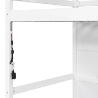 Stylish Twin Loft Bed with Storage Staircase and Window, Sturdy Bunk Bed with Full-Length Guardrails, 95" L x 41.5" W x 50" H, White(m-7)