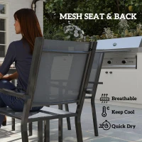 Outsunny 7 Piece Outdoor Dining Set with 6 Stackable Chairs, Rectangle Table, WPC Slatted Top, Rust-Resistant Steel Frame(m-5)