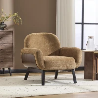 Modern-Scandinavian Accent Chair with Ergonomic Wrap-Around Backrest, Sturdy Armchair for Living Room, 31.5" L x 30.5" W x 31" H, Tan(m-1)
