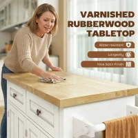 HOMCOM 44" Mobile Kitchen Island Table, Kitchen Island Cart on Wheels with Storage Cabinets, 2 Drawers, White(m-4)