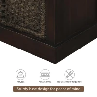 Rustic Espresso Storage Bench with Acacia Wood Frame, Fully Assembled Shoe Bench for Entryway, 43.5" L x 15.5" W x 17" H, Espresso(m-7)