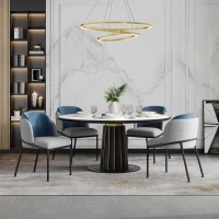 Set of 4 Dining Chairs with Ergonomic Curved-Back, Stylish Chairs Set with High-Density Foam Seat, 21.5'' L x 21.5'' W x 33.5'' H, Blue+Grey(m-1)