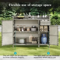 Wicker Outdoor Storage Cabinet with 3 Doors and a Drawer, Weatherproof Bar Table for Patio or Garden, 47.5'' L x 16'' W x 39.5'' H, Grey(m-4)