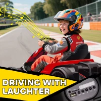 Qaba 24V Electric Go Kart with Dual 150W Motors, Adjustable Seat & 11.2MPH High Speed, Slow Start, 5-Point Harness, Red(m-10)