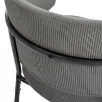 Modern Corduroy Side Chair with Ergonomic Curved Back, Minimalist Lounge Chair for Living Room, 30.5" L x 21.5" W x 19.5" H, Grey(m-9)