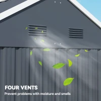 Outsunny 7' x 5.5' Metal Garden Storage Shed, Outdoor Tool Storage House with Lockable Door, Vents, Sloped Roof, Dark Grey(m-7)