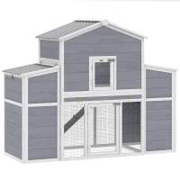 PawHut 66.5" Large Chicken Coop, Wooden Chicken House with 2 Nesting Boxes, Sliding Tray & Ramp, for Outdoor Backyard Farm(m-11)