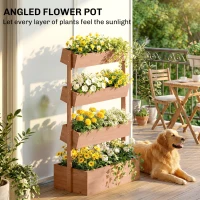 Outsunny 4-Tier Raised Garden Bed, 33.5" x 18" x 55" Vertical Wooden Outdoor Planter Box with Drainage Holes and Fabric Liner(m-5)