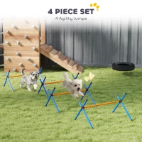 PawHut 4 Pieces Dog Agility Equipment, Dog Agility Course Backyard Set with Adjustable Height Jump Bars and Carry Bag(m-4)