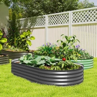 Outsunny 6' x 3' x 1' Large Outdoor Planter Box, Galvanized Raised Garden Bed with Metal Plant Stake, Dark Grey(m-8)