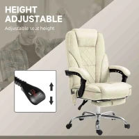 Vinsetto Massage Office Chair, Reclining Computer Chair with Adjustable Height and Footrest, Beige(m-5)