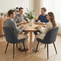 HOMCOM Set of 4 Modern Dining Chairs, Velvet Upholstered Kitchen Chairs with Steel Legs for Living Room, Dark Grey(m-8)