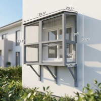 PawHut Catio Outdoor Cat Enclosure Outdoor Window Box Cat House with Waterproof Roof 39.4"L Gray(m-3)