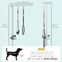 PawHut Adjustable Pet Grooming Arm, with Clamp, Haunch Holders & Grooming Loop - Sliver(m-3)