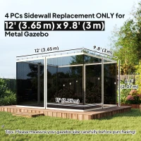 Outsunny Replacement Mosquito Netting for Gazebo 10' x 12' Black Screen Walls for Canopy with Zippers, Cream White(m-3)