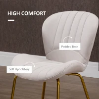 HOMCOM Dining Chairs Set of 2, Modern Accent Chair with Cushioned Backrest, Upholstery for Living Room, Cream White(m-5)