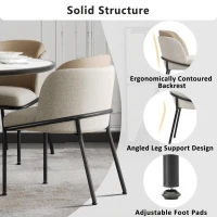 Set of 6 Minimalist Dining Chairs with Ergonomic Contoured Backrest, Durable Chairs Set with Solid Frame, 21.5'' L x 21.5'' W x 33.5'' H, Beige(m-6)