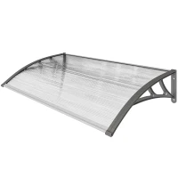 Outsunny Window Awning Door Canopy, Polycarbonate Front Door Outdoor Patio Cover, Sun Shelter, Hollow Sheet, 43.3" x 23.6", Clear(m-2)