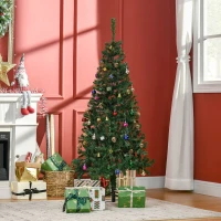 HOMCOM 4.9ft Green Christmas Tree Artificial Xmas Holidays Party with Decoration Ornament(m-8)