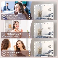 HOMCOM Hollywood Vanity Mirror with Lights, 31.5" x 24.4" Lighted Makeup Mirror with 3 Colour, 10X Magnifying, USB Port, White(m-5)