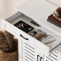 HOMCOM Shoe Cabinet with Louvered Doors, Modern Shoe Storage Cabinet with Drawer and Adjustable Shelves, White(m-10)