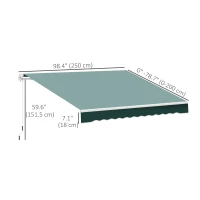 Outsunny 8' x 7' Retractable Awning, Patio Awnings, Sunshade Shelter with 280 g/m² UV & Water-Resistant Fabric and Aluminum Frame for Deck, Balcony, Yard, Dark Green(m-3)