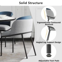 Set of 4 Dining Chairs with Ergonomic Curved-Back, Stylish Chairs Set with High-Density Foam Seat, 21.5'' L x 21.5'' W x 33.5'' H, Blue+Grey(m-6)