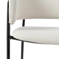 Modern Corduroy Side Chair with Ergonomic Curved Back, Minimalist Lounge Chair for Living Room, 30.5" L x 21.5" W x 19.5" H, Beige(m-8)