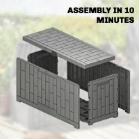 Outsunny 60 Gallon Resin Deck Box, Lockable Outdoor Storage Box, Splash-Resistant & UV Resistant Patio Storage Container(m-7)