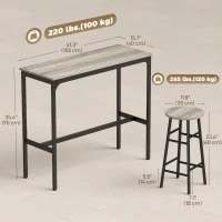 HOMCOM 3-Piece Counter Height Bar Table and Chairs, Dining Table and Chairs Set for 2, Pub Table and Chairs(m-3)