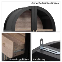 Arched Kitchen Pantry Cabinet with 4-Door Internal Racks, Flexible Storage Cabinet with Adjustable Shelves, 30'' L x 15.5'' W x 71'' H, Black(m-8)