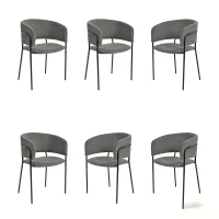 6-Piece Corduroy Side Chair Set with Ergonomic Curved Back, Modern Lounge Chair Set for Living Room, 30.5" L x 21.5" W x 19.5" H, Grey(m-2)