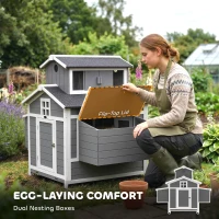 PawHut Chicken Coop for 2 Chickens, Wooden Hen House with Nesting Box, Pull-Out Tray, Ventilation Windows(m-5)