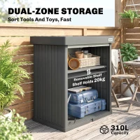 Outsunny 82 Gallon Outdoor Storage Box, Splash-Resistant & UV Resistant Garden Storage Container for Patio, Porch, Poolside, Grey(m-5)