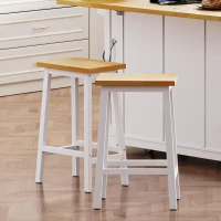 Set of 2 Wood Counter Stools with Anti‑Scratch Pads and Pine Legs, Solid Bar Chairs for Instant Style, 15.5'' L x 11'' W x 25.5'' H, White(m-1)