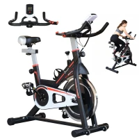Soozier Upright Stationary Exercise Bike, Cardio Workout Training Bicycle w/ Adjustable Resistance LCD Monitor, Black(m-2)