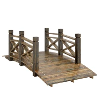 Outsunny Garden Bridge Wooden Arch Footbridge with Safety Rails Carbonized(m-11)