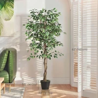 Outsunny 5.3 FT Artificial Tree, Indoor Fake Ficus with Pot, for Home Office Living Room Decor(m-3)