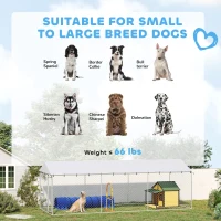 PawHut 20' x 7.5' x 6.5' Dog Kennel Outdoor for Small Medium Large Dogs with Waterproof Roof, Silver(m-4)