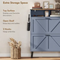 HOMCOM Shoe Storage Cabinet with 2 Flip Drawers, Farmhouse Narrow Shoe Cabinet, Holds Up to 16 Pairs, Blue(m-7)