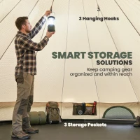 Outsunny Teepee Tent Waterproof Camping Tent with Stove Jack for 4-6 Person Outdoor Camping Hiking Army Green(m-9)