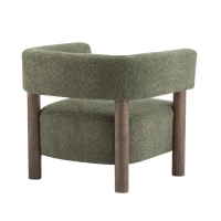 Cozy Accent Armchair with Spring Bag Seat Cushion, Single Lounge Sofa for Bedroom, 30.5" L x 29.5" W x 27" H, Olive Green+Walnut(m-8)