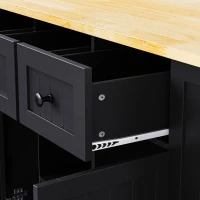 Versatile Kitchen Island with Adjustable Shelves & Drop Leaf, Rolling Kitchen Cart with 5 Hidden Casters, 53'' L x 29.5'' W x 36.5'' H, Black(m-9)