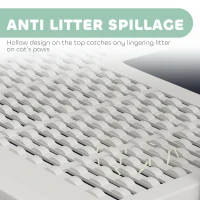 PawHut Cat Litter Box with Lid, Scoop, Front Entry, and Top Exit for Large Cats, White(m-7)